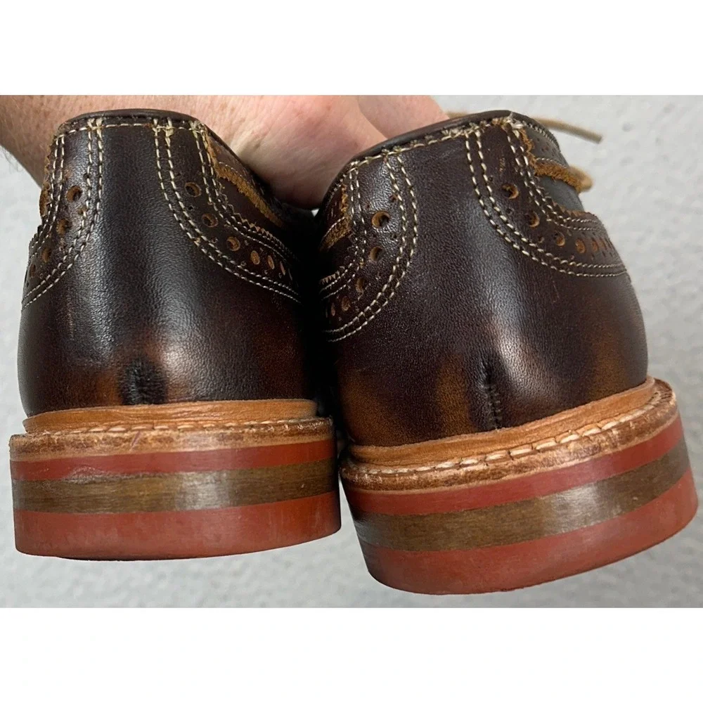 Allen Edmonds Shoes Mens 9.5 D Strandmok Brown Leather Brogue Cap Toe Lace Up